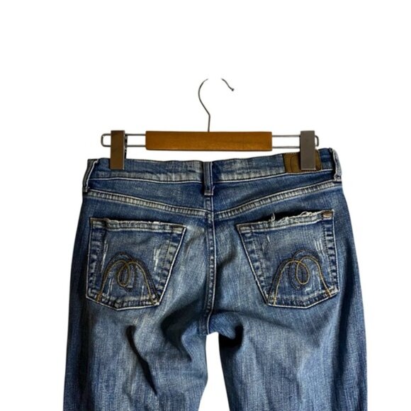 Mavi Women's Marie Super Low Rise Distressed Flare Denim Jeans - Picture 7 of 9